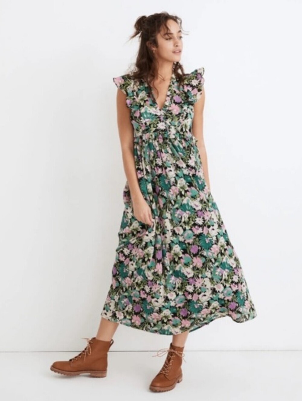 Banjanan Honey Ruffled Maxi Dress Bohemian chic dress in Fiesta Floral Size XS